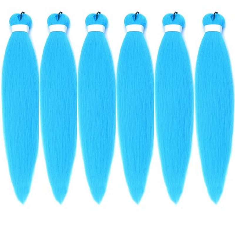 Blue Braiding Hair Pre Stretched Knotless Braiding Hair Synthetic Fake Hair Extension for Braiding (Pack of 6)