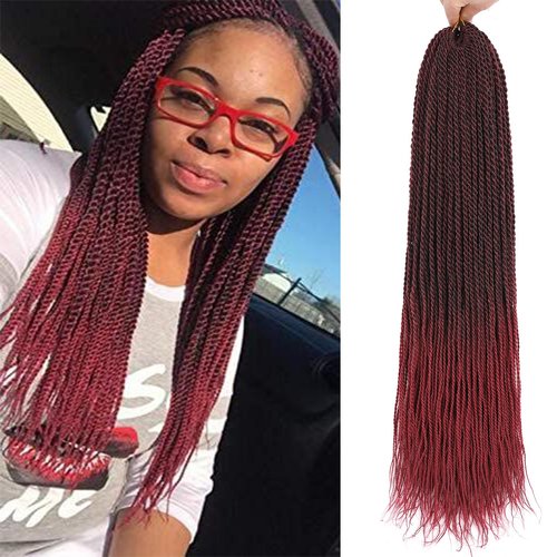 ZRQ Senegalese Twist Crochet Hair For Black Women 18 Inch Long Ombre Red PreTwisted Twist Crochet Hair 25 Strands Pre Looped Crochet Braids 8 Packs Crochet Twist Hair