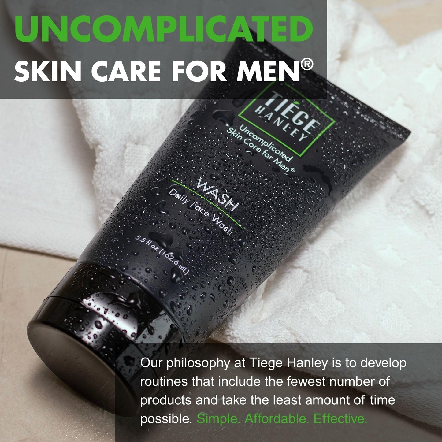 Tiege Hanley Daily Face Wash for Men, Cleanser, Fragrance-Free, 5.5 Fl Oz