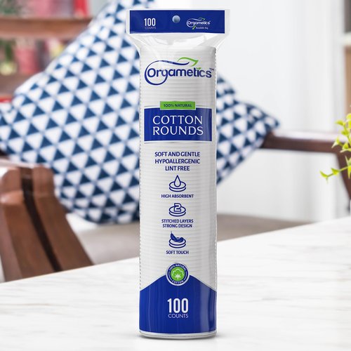 Orgametics Cotton Rounds, 100% Natural Turkish Cotton Premium Makeup Remover and Facial Cleansing Round Pads, Lint Free, Hypoallergenic and Ultra Soft, Luxury Quality (400 Count-Pack of 4)