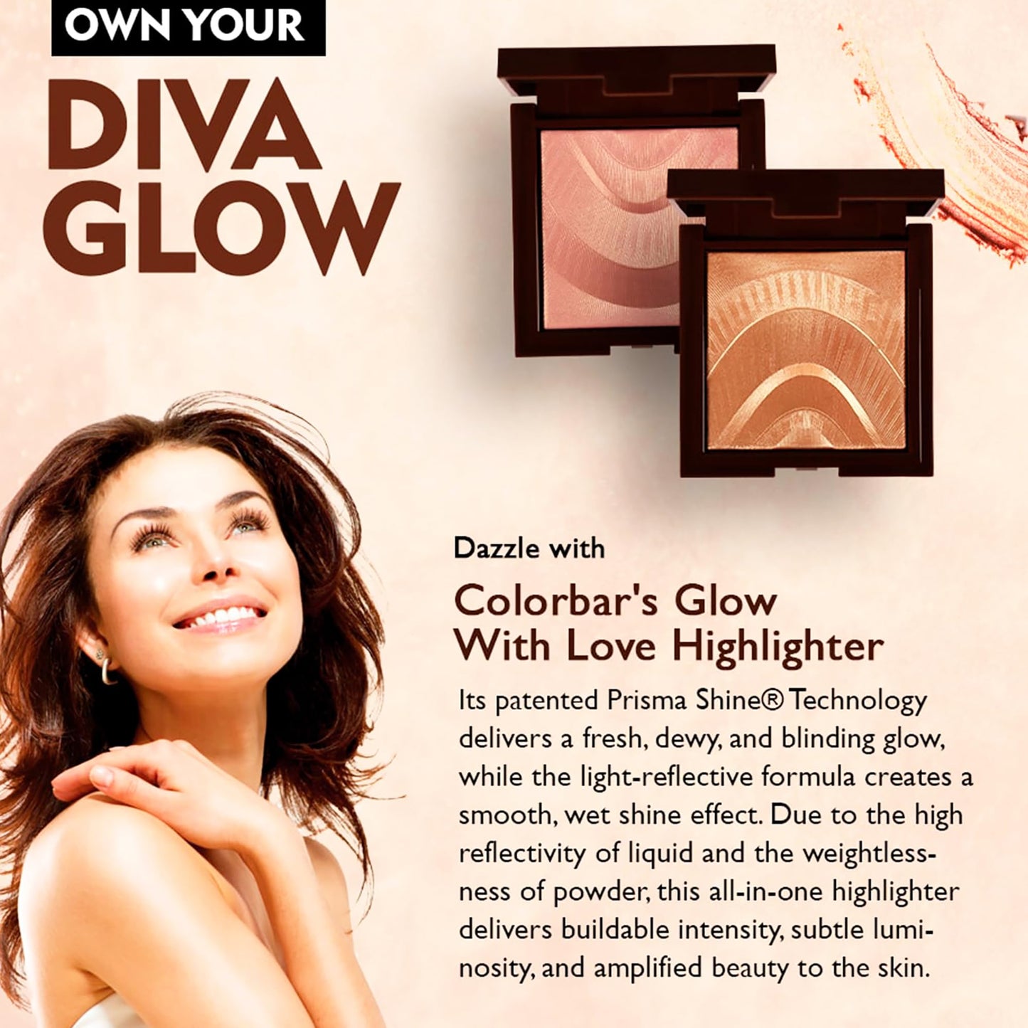 Colorbar Glow With Love Highlighter - Makeup Delivers Dewy Glow - Makeup Highlighter for Face and Body - 001 Prismatic Romance - 0.33 oz
