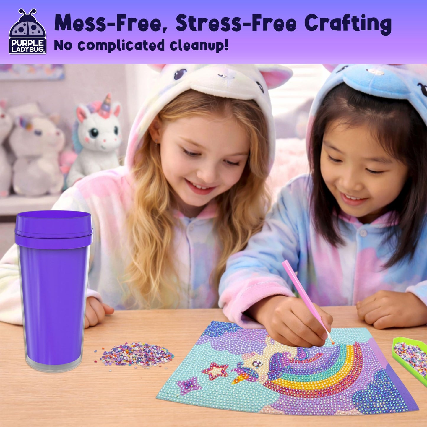 Unicorn Diamond Art Kits Girls Cup - Diamond Arts Kits for Kids - DIY 5D Gem Art Tumbler - 16 oz Unicorn Water Bottle - Arts and Crafts for Kids Ages 6-8, Birthday Gifts for 7 8 10 11 12 Year Old