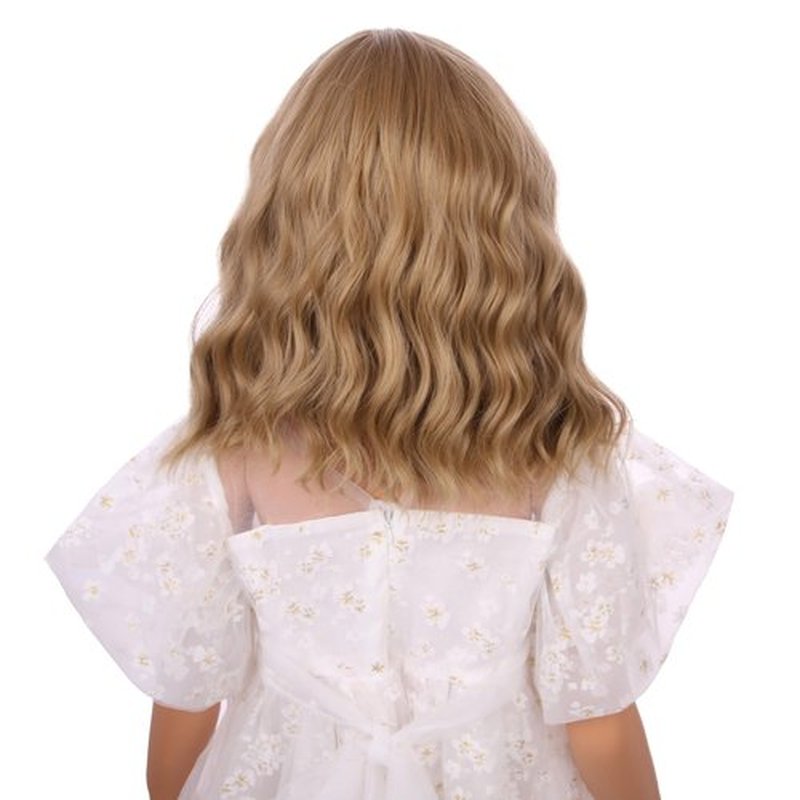 DUDUWIG Kids Strawberry Blonde Wig Short Wavy Blonde Wigs for Girls Child Blonde Side Part Wig Synthetic Hair Wigs Hairnet Include