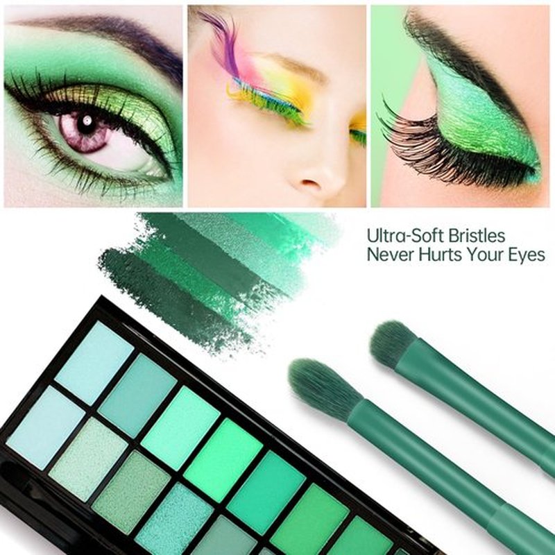 Eye Makeup Brush Set, 6 Pcs Professional Blending Eyeshadow Makeup Brushes for Concealer Eyebrows Eyeliner, Soft Hairs & Wood Handle (green)…