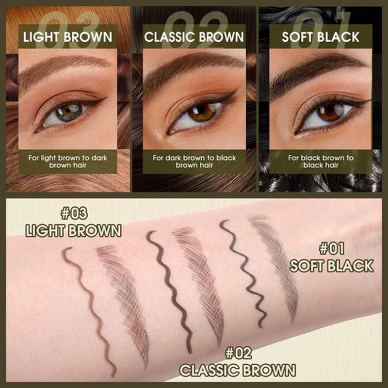 UCANBE Eyebrow Pen, Dual-Ended Eyebrow Pencil with 4-Fork-Tip & Gel Eyeliner for Women, Eye Brow Pen with Gel Eyeliner Pencil, Microblading Eyebrow Pencils with Hair Like Strokes, Classic Brown