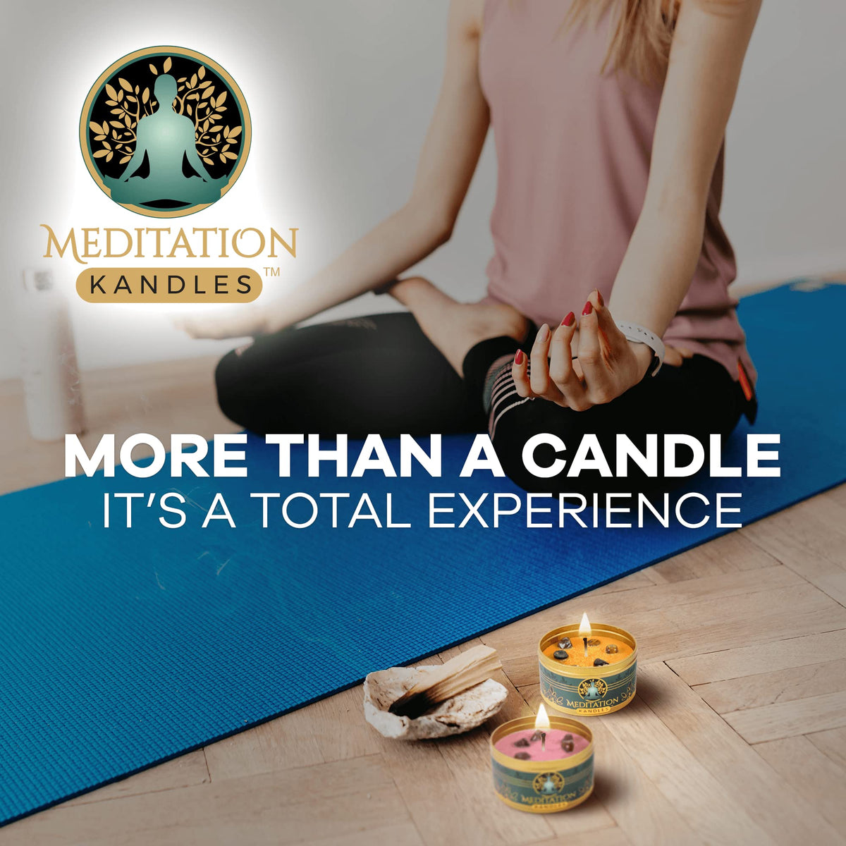 Meditation Candles with Crystals | Natural Aromatherapy Candles for Relaxation & Healing | Stress Relief Candles for Yoga, Meditation & Self Care | 5oz Each 4 Pack Gift Set