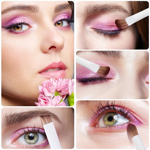 Eye Makeup Brush Set, 6 Pcs Professional Blending Eyeshadow Makeup Brushes for Concealer Eyebrows Eyeliner, Soft Hairs & Wood Handle… (white 6pcs)