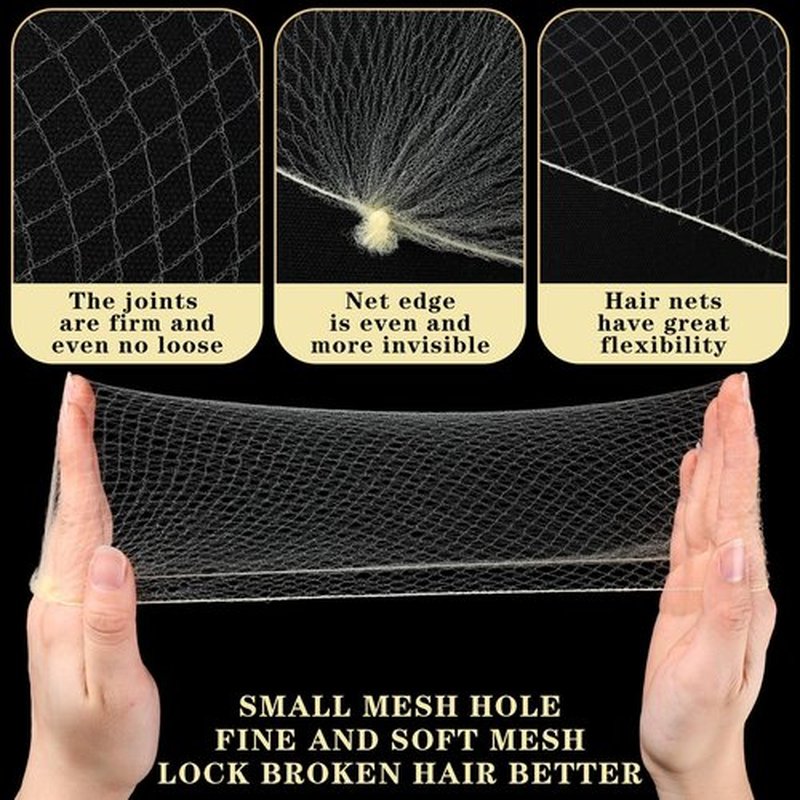 400 Hair Nets for Women, Food Service and Ballet Dance Buns - Invisible Elastic Edge Mesh, 20 Inches (Beige)