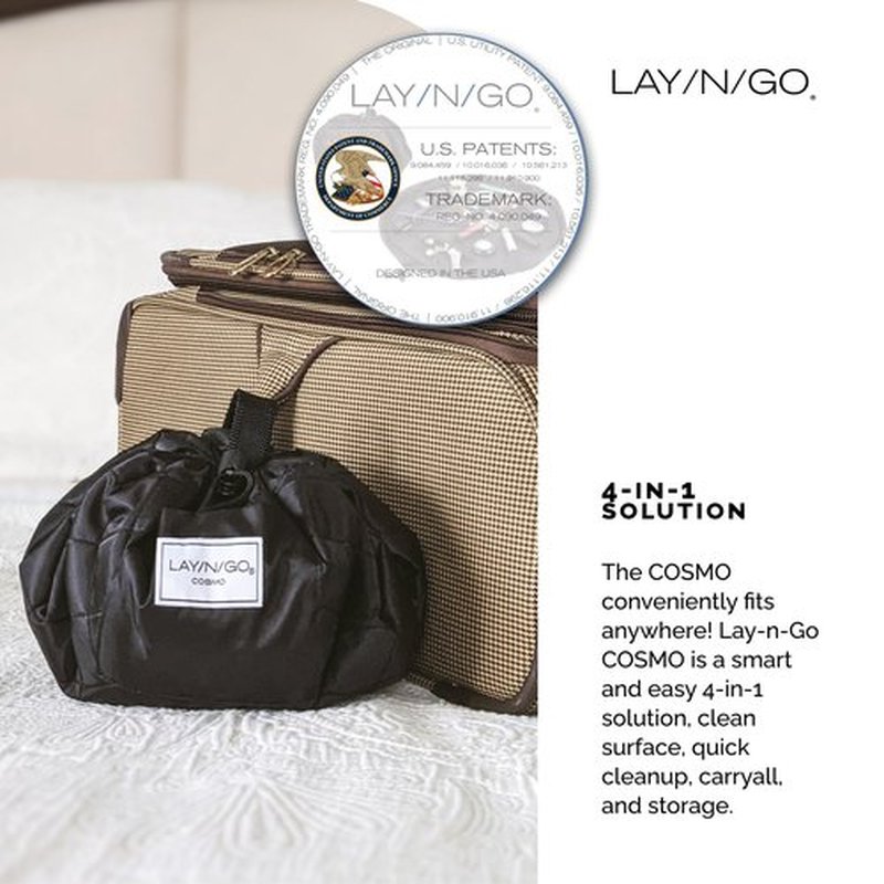 Lay-n-Go Cosmo Drawstring Cosmetic & Makeup Bag Organizer - Portable Drawstring Makeup Bag w/Zipper Pocket, Makeup Loops & More - Durable, Machine Washable Makeup Bag for Travel (20”, Purple Paisley)