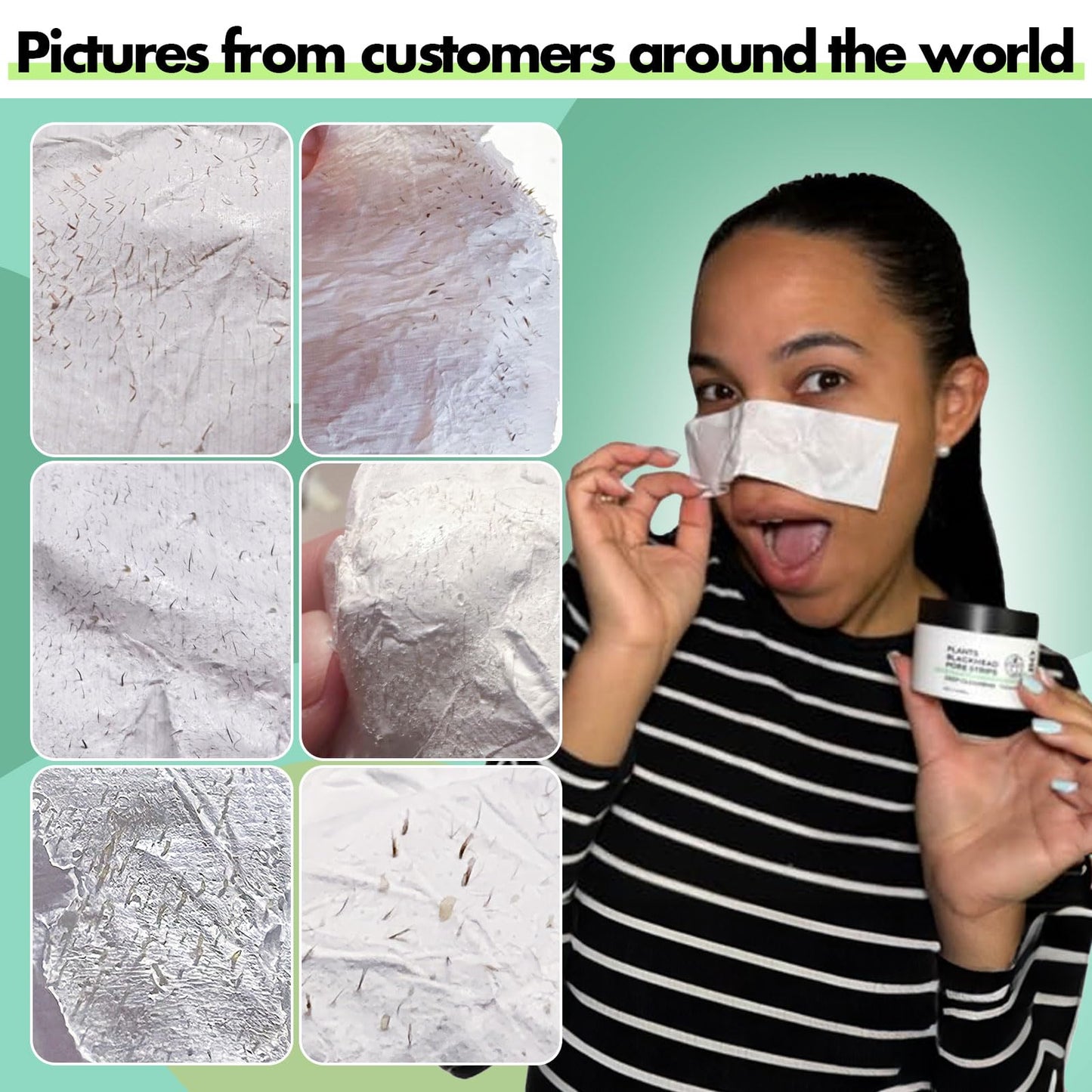 SYABO Blackhead Remover, Nose Pore Strips for Blackheads, Deep Cleansing Black Head Removal Peel Off Mask for Face with 100pcs Strips, Aloe Puntos Negros Remover, 50g