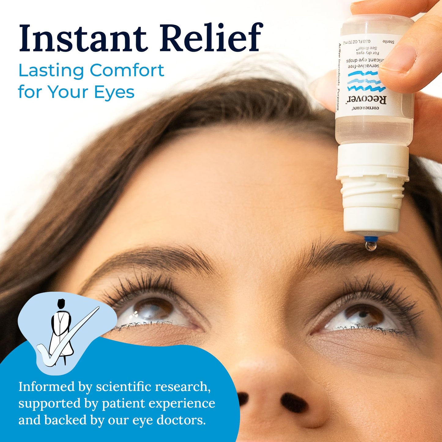 CorneaCare Recover: Eye Drops | Preservative Free Artificial Tears | Hydrating Eye Drops for Dry Eye Relief & Redness | Multi-dose Bottle (300 Drops)