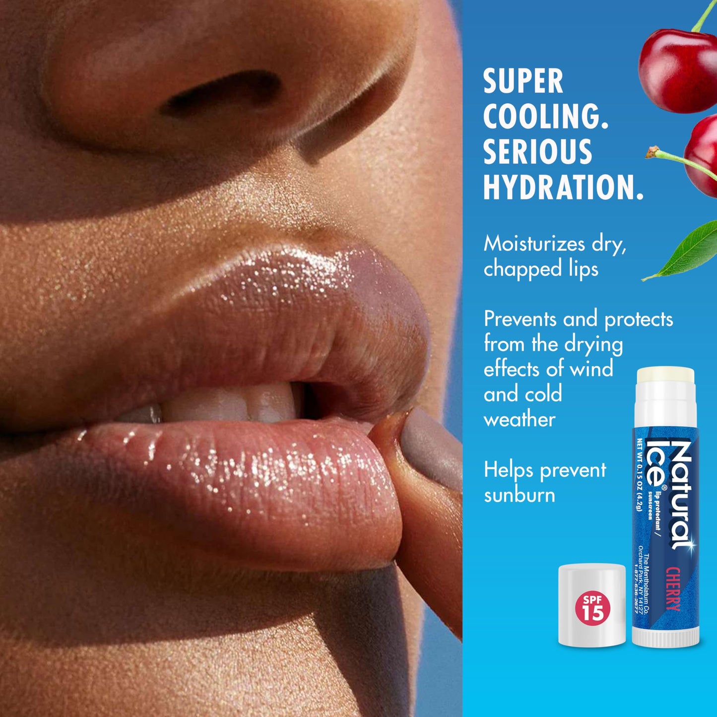 Natural Ice Cherry - SPF 15 lip balm, Cherry Flavor, 0.15 Ounce (Pack of 12)