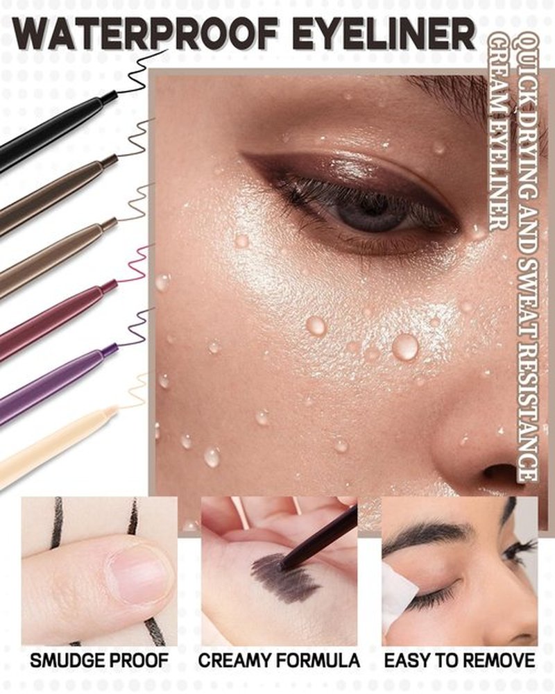 Burgundy Gel Waterline Eyeliner, Glides on Smooth Eyeliner Pencil, Matte Cream Soft Texture, Waterproof Smudge-Proof Long Wear Eye Liner Pen, High Pigment Colorful Eyeliner Makeup for Women-04(2Pcs)