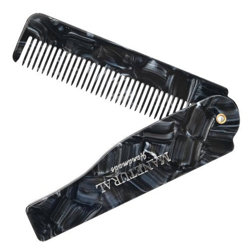 MANETURAL 80L Fine Tooth Comb Pocket Comb - 6.4" Hair Comb for Women and Kids, Beard Care or Mustache，Grooming Comb for Men，Handmade Saw Cut Hand Polished. (2 PACK, Black Tokyo)