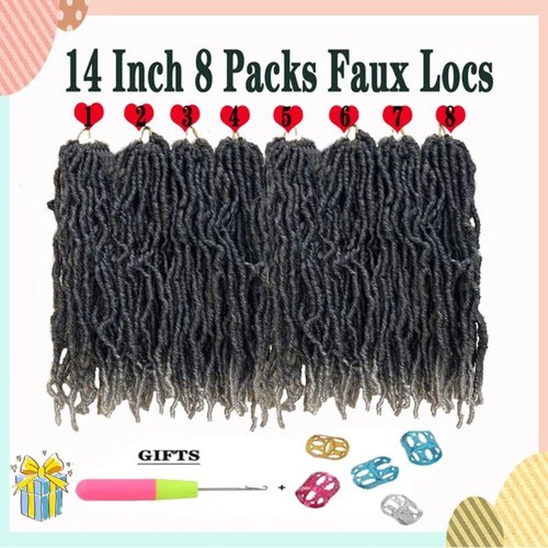 Paraglame 14 Inch Grey Soft Locs Crochet Hair, 8 Packs Faux Locs Crochet Braids, Pre Looped Goddess Soft Locs Crochet Hair for Butterfly Locs (8Packs, Tgrey)