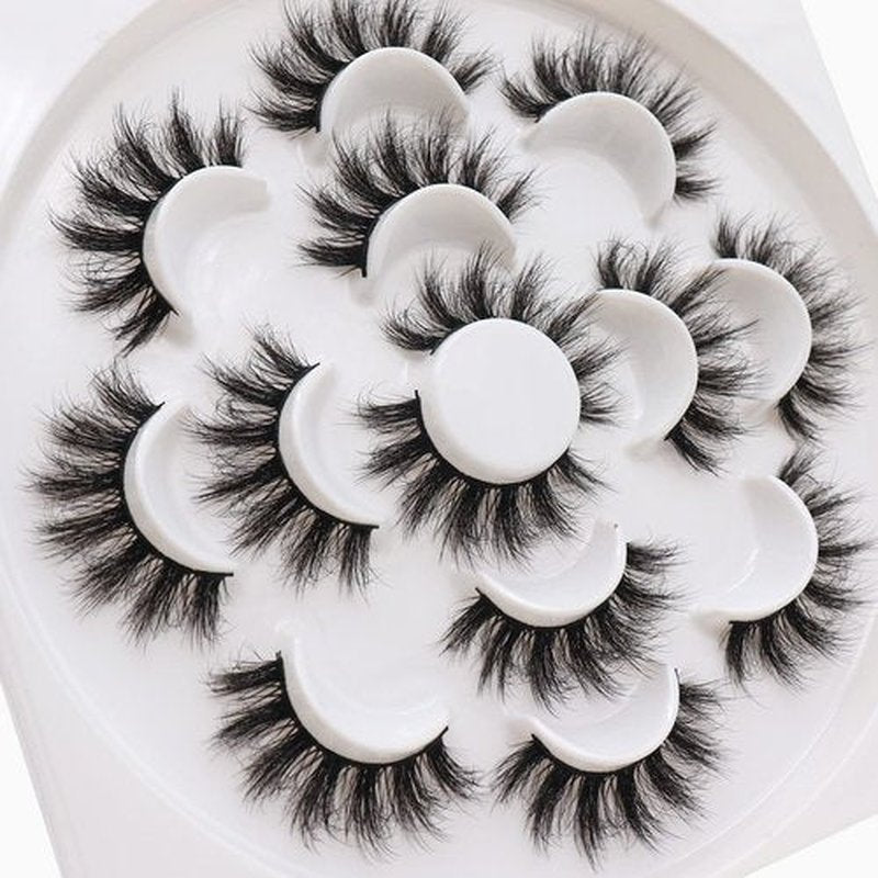 Veleasha Lashes 5D Faux Mink Lashes False Eyelashes Handmade Dramatic Eye Lashes Wispy Fluffy Fake Lashes Spike Eyelashes Luxurious Volume 18mm Fake Eyelashes 7 Pairs Pack (3D07)