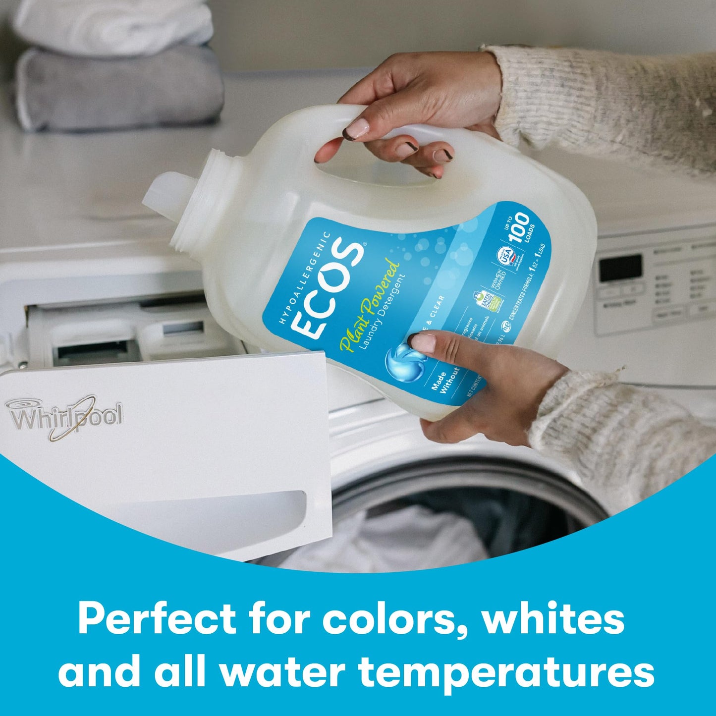 ECOS Laundry Detergent Liquid, 200 Loads - Dermatologist Tested Laundry Soap - Hypoallergenic, EPA Safer Choice Certified, Plant-Powered, Free & Clear, 100 Fl Oz (Pack of 2)