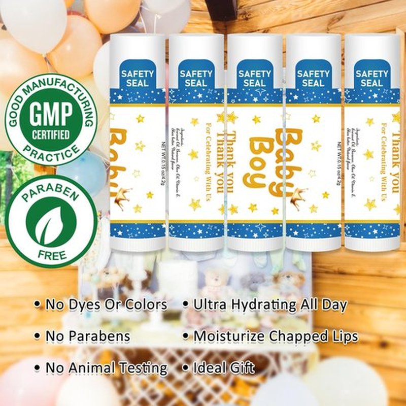 DMSKY 60 Pcs Baby Shower Favors, Lip Balms Bulk Gift for Guests, Boys Girls Games Neutral Gender Reveal Favors, Baby Shower Birthday Party Supplies Basket Gift Stuffers