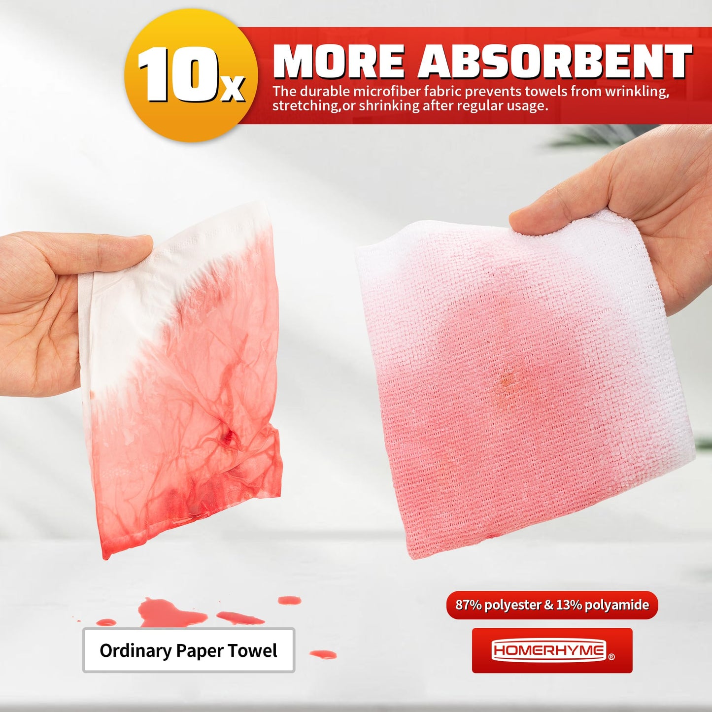 HOMERHYME White Microfiber Cleaning Cloth, 150 Pack Shop Towels All-Purpose Cleaning Rags, Bulk Lint-Free Washcloth Reusable Microfiber Towels for Cars Mechanic Garage & Housekeeping 11.5"*11.5"