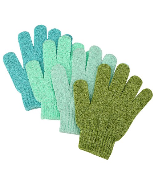 Slick- Exfoliating Gloves, 4 Pcs, Skin Exfoliator for Body, Shower Gloves, Scrub Gloves Exfoliating, Exfoliating Body Scrub Gloves, Loofah Glove, Exfoliation Mitt, Bath Gloves