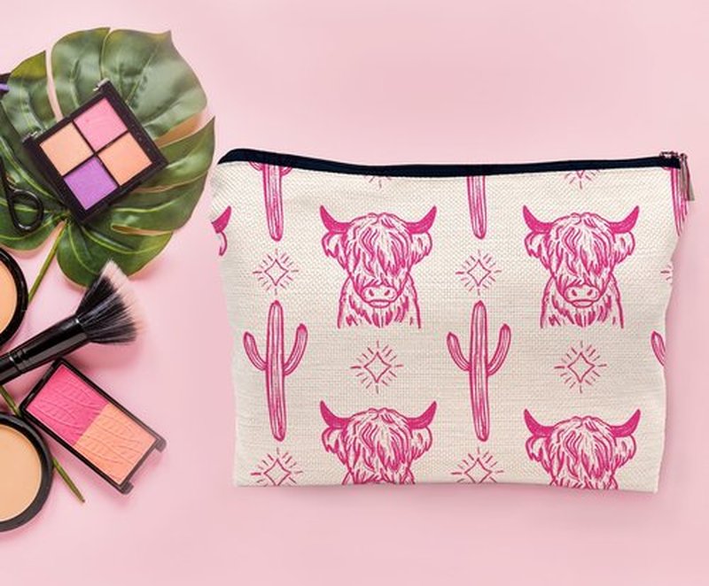 Lacosu Western Makeup Bag,Western Gifts For Women,Cow Makeup Bag,Cowgirl Stuff,Western Stuff For Women,Western Gifts,Cowgirl Gifts(COW G)