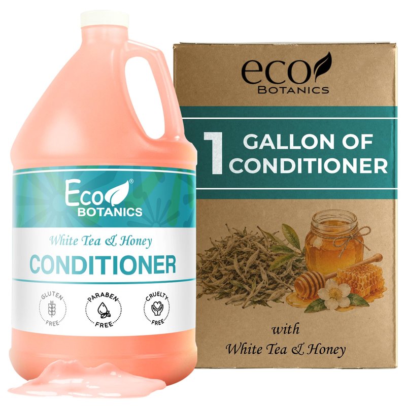 Terra Pure 1-Shoppe Eco Botanics Natural Conditioner with Raw Honey & White Tea | Gallon Jug Bulk Toiletries for Airbnb, Vacation Rentals, and Home Bathroom | Refill For Soap Dispensers