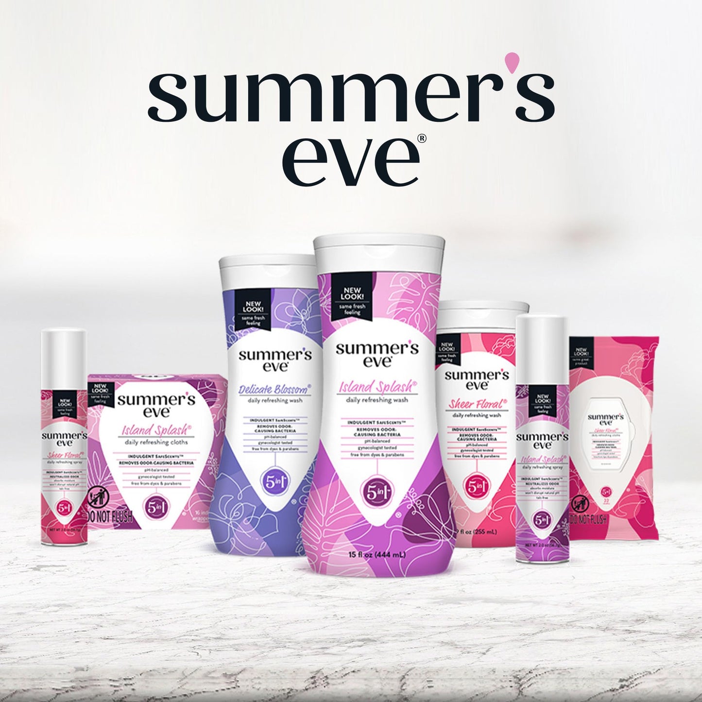 Summer's Eve Sheer Floral Daily Refreshing Feminine Wipes, Removes Odor, pH balanced, 16 count, 12 Pack