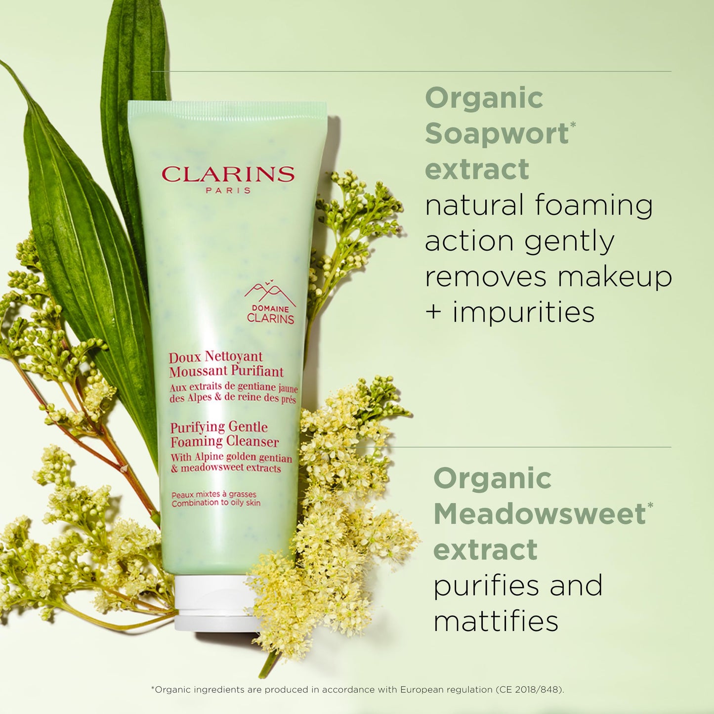 Clarins Purifying Gentle Foaming Cleanser | Cleanses, Purifies and Mattifies | Green Formula and Contains Salicylic Acid | Soap-Free | SLS-Free | Dermatologist Tested | Combination To Oily Skin Types