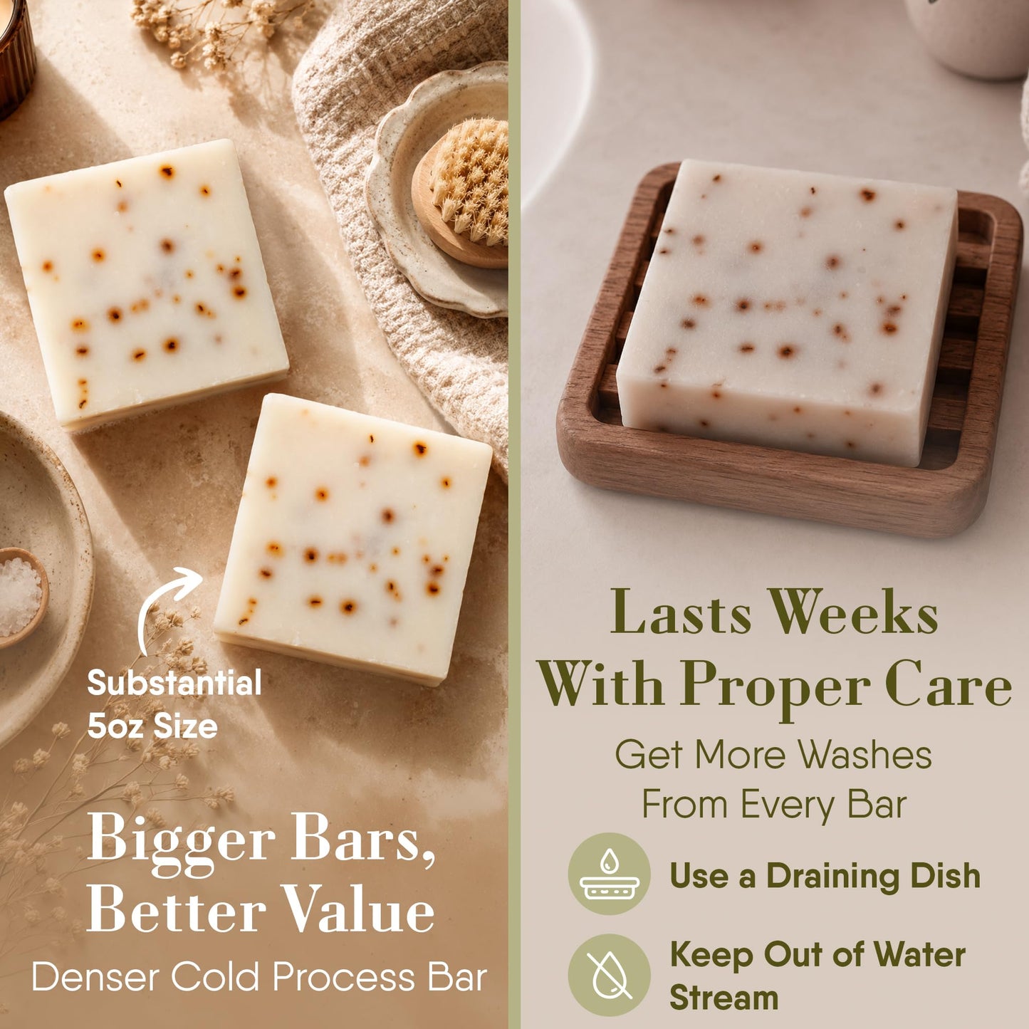 360Feel Patchouli Soap - Made in the USA - Castile Handmade, All Natural, Cold Processed - Infused with Patchouli for Relaxation and Gentle Cleanse - Rich Moisturizing Lather - 5 oz