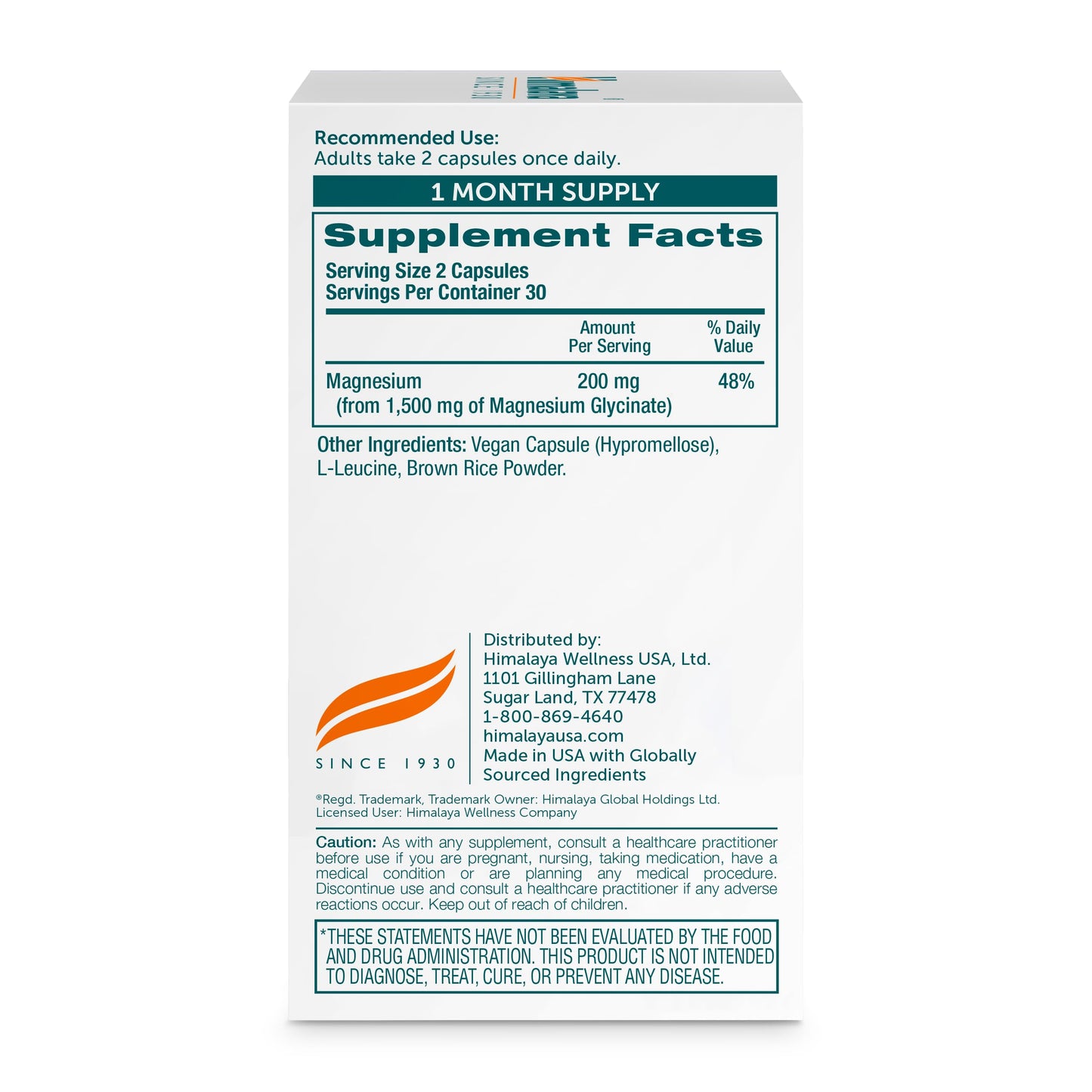 Himalaya Magnesium Glycinate 200mg, 60 Vegan Capsules – High Absorption Supplement for Muscle, Bone Health, Sleep & Relaxation, Chelated, Third-Party Tested, Non-GMO, Gluten-Free