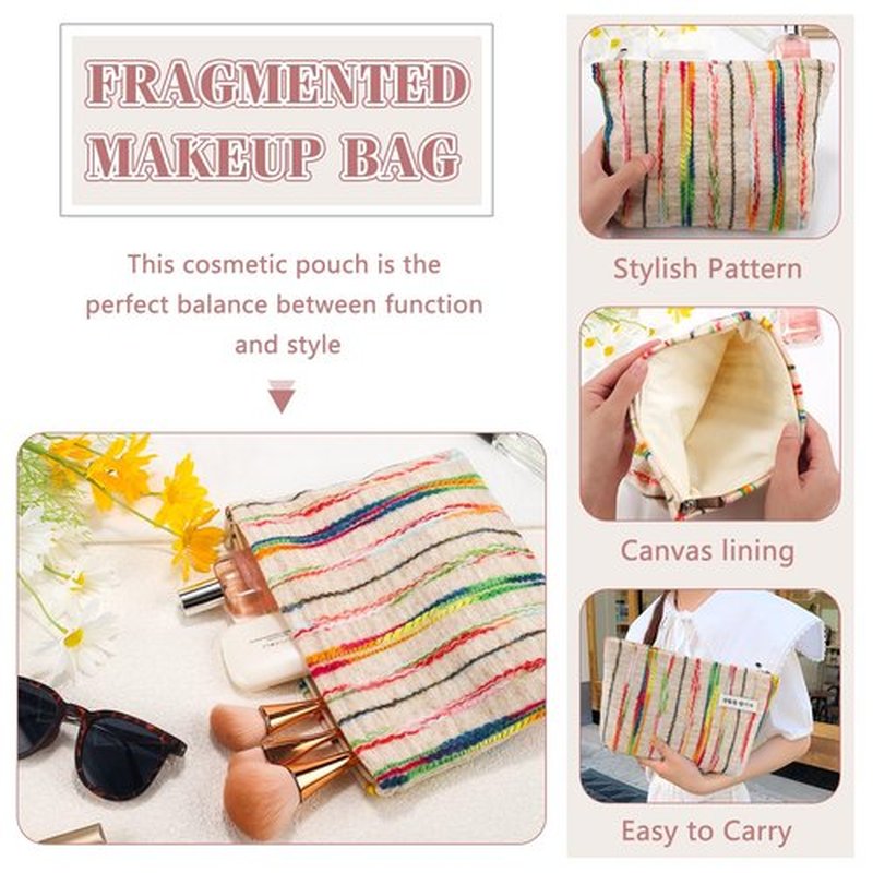 ZLFSRQ Makeup Bag Travel Cute Cosmetic Bag for Women Large Capacity Rainbow Makeup Pouch Zipper Cosmetic Pouch for Purse Aesthetic Makeup Organizer Bag Portable Toiletry Bag