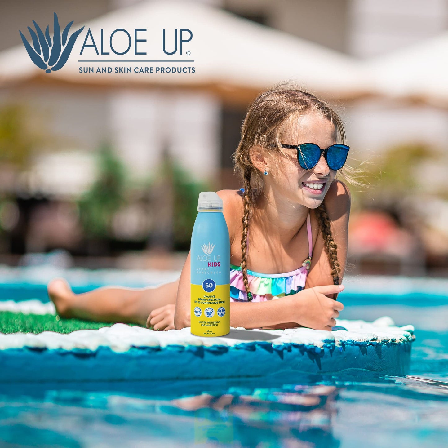 Aloe Up Kids Sport Sunscreen Spray SPF 50, Water Resistant, 5.5 oz