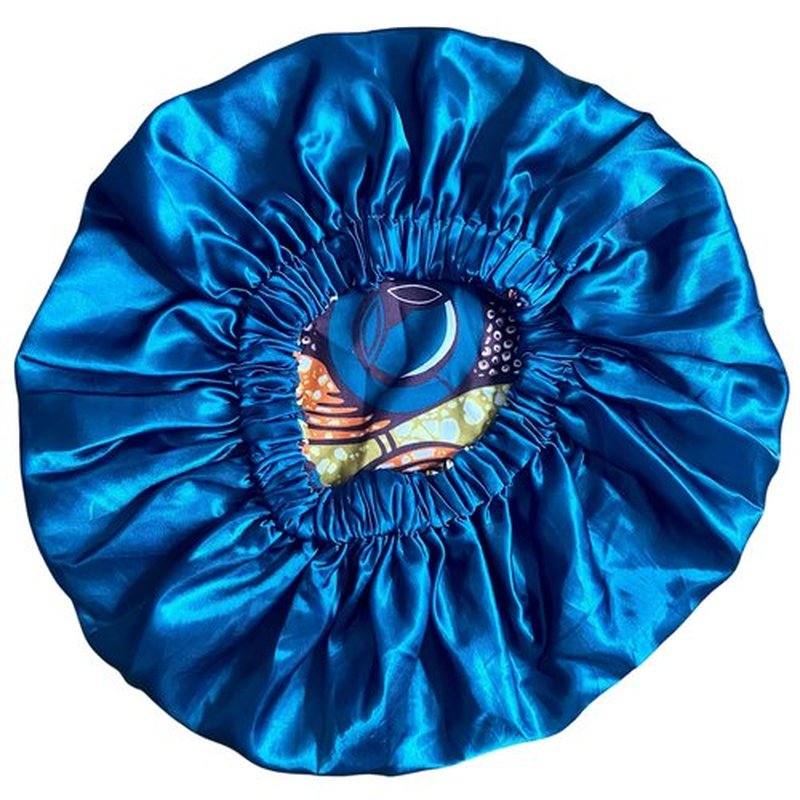 Melanin Crown Silk Hair Wrap for Sleeping – Premium Satin Hair Bonnet for Sleeping – Universal Fit Bonnet for Curly Hair Protects Against Breakage – Beautiful Colorful Designs Satin Sleep Cap Teal