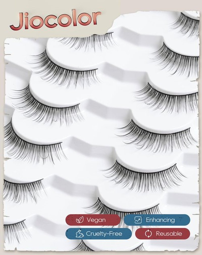 Mink Lashes Natural Look Wispy Eyelashes Short Wispy False Lashes 9mm 3D Strip Fake Eyelashes C Curl Eye Lashes 7 pairs S2