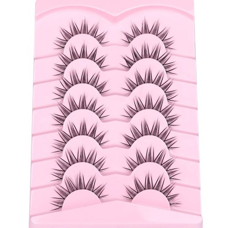 Manga Lashes Mink False Eyelashes Natural Look Wispy Anime Manhua Lashes Korean K-pop Makeup Lashes with Clear Band Spiky Girl Group Idol Fake Eyelashes Pack by EYDEVRO
