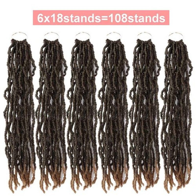 6 Pack Soft Locs Crochet Hair Pre Looped 18 Inch Faux Locs Crochet Braids Goddess Locs (18 Inch (Pack of 6), 1B/27)