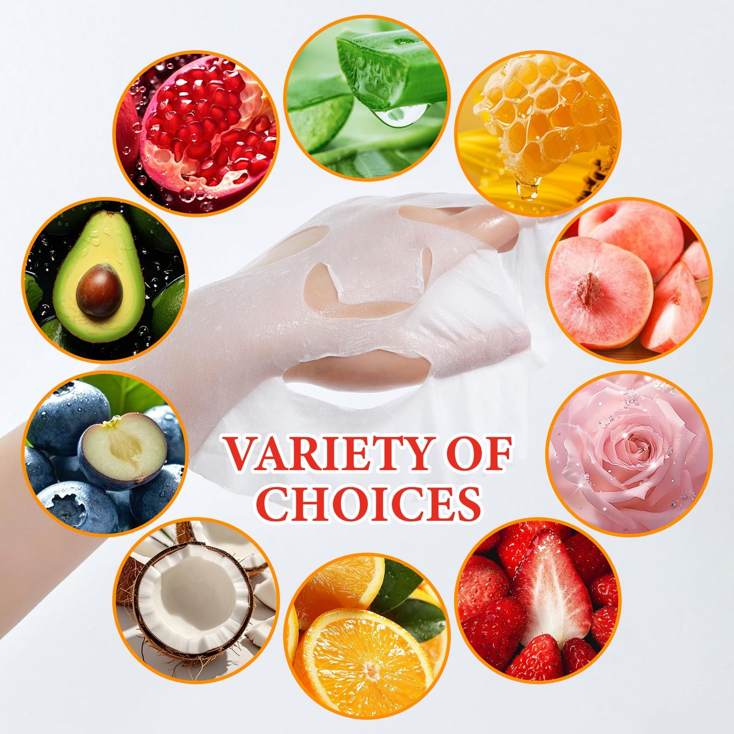 10 Pack Variety Facial Sheet Masks Skin Care Set, Hydrating Bulk Sheet Face Masks Skincare Gifts Set for Women Men, Long Lasting Moisturizing Face Mask Skincare for All Skin Type（C6)