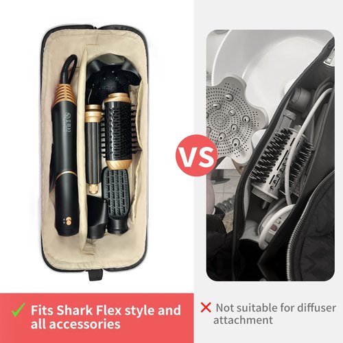 PASMAN Hair Tools Travel Bag for Shark Flex,Carrying Case Flat Curling Iron Waterproof Organizer,Compatible with FlexStyle Attachment (Black)