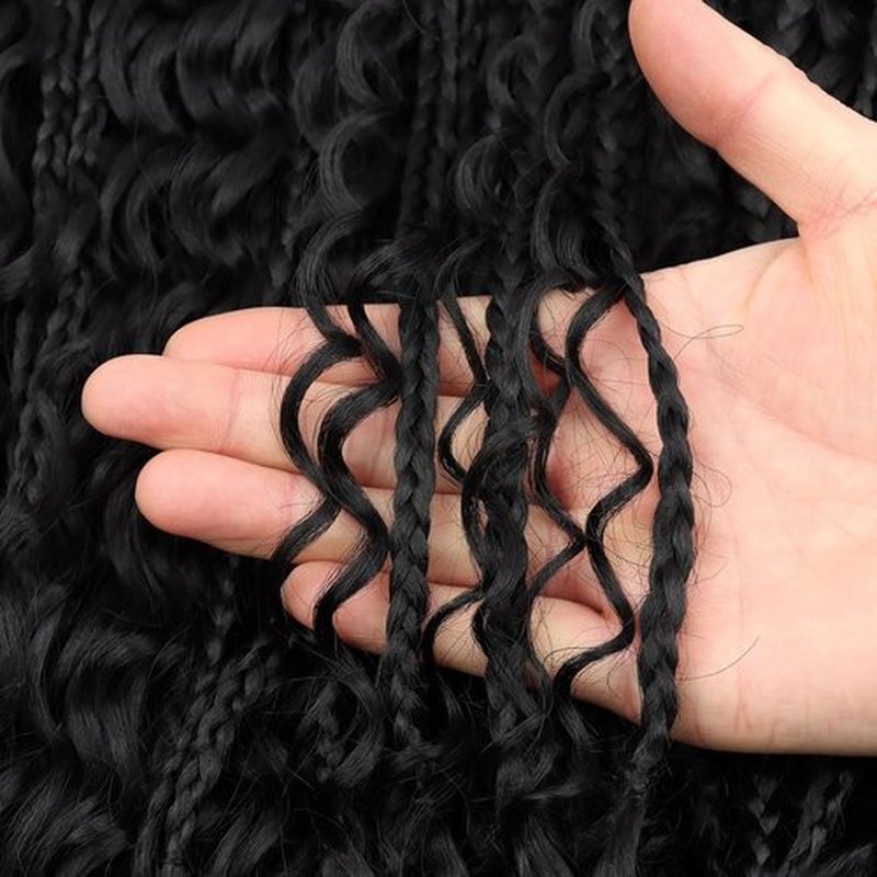 16 inch Goddess Box Braids Crochet Hair for Black Women 8 Packs Crochet Box Braids Pre-looped Boho Box Braids Crochet Braids Synthetic Braiding Hair Extension 1B