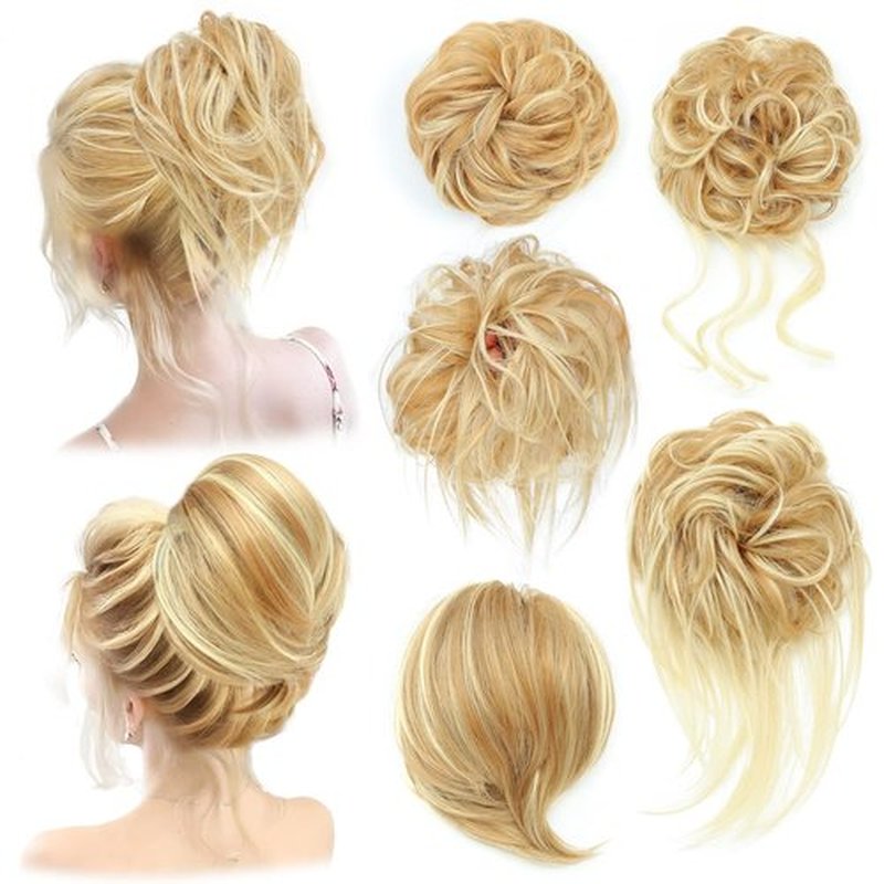 HSLHDI Messy Hair Bun Hair Piece for Women Short Bun Tousled Synthetic Elastic Scrunchies Hairpiece for Women Girls (1-5pcs, 18H613#)…