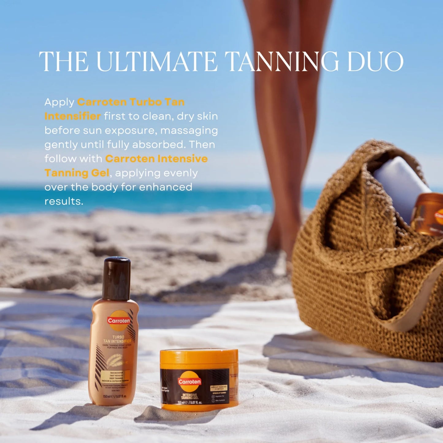 Carroten Turbo Tan Intensifier | Tanning Primer for Fast Long-lasting Results | Deep Tanning Spray Lotion for Face & Body | Quick-Drying, Lightweight Hydration | Made in Greece | 5 oz + Wipe