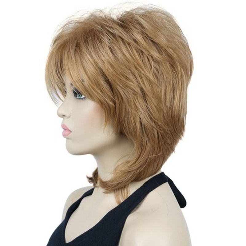 Lydell 16" Long Straight Wigs Soft Shaggy Layered Wigs Classic Cap Full Synthetic Hairpieces (19 Light Strawberry Blonde)