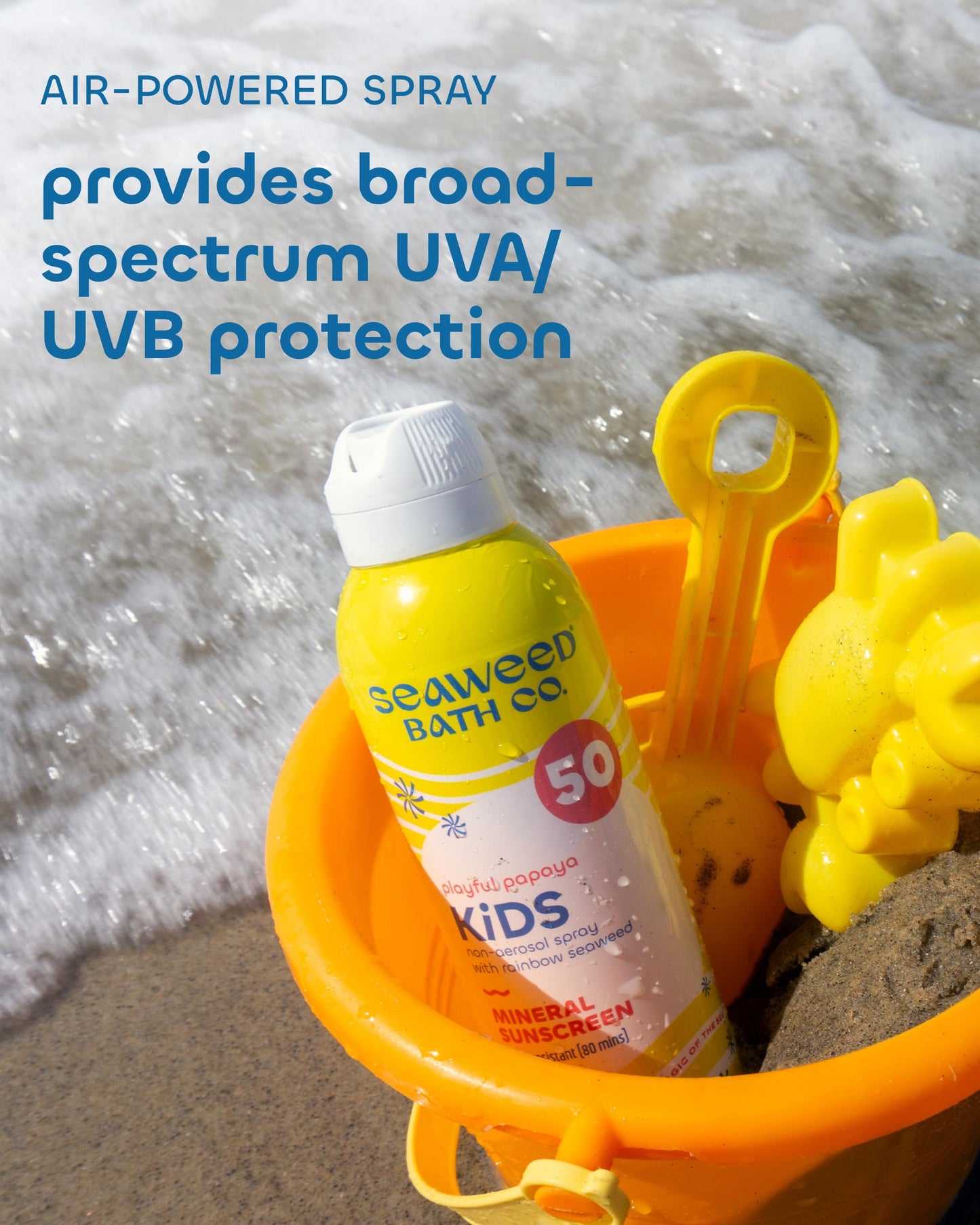 Seaweed Bath Co Kids Mineral Sunscreen Spray SPF 50 - Zinc Oxide Tear Free Sunblock for Children - Lightweight Water Resistant Broad Spectrum Protection for Sensitive Skin, 6 Ounce (Pack of 2)