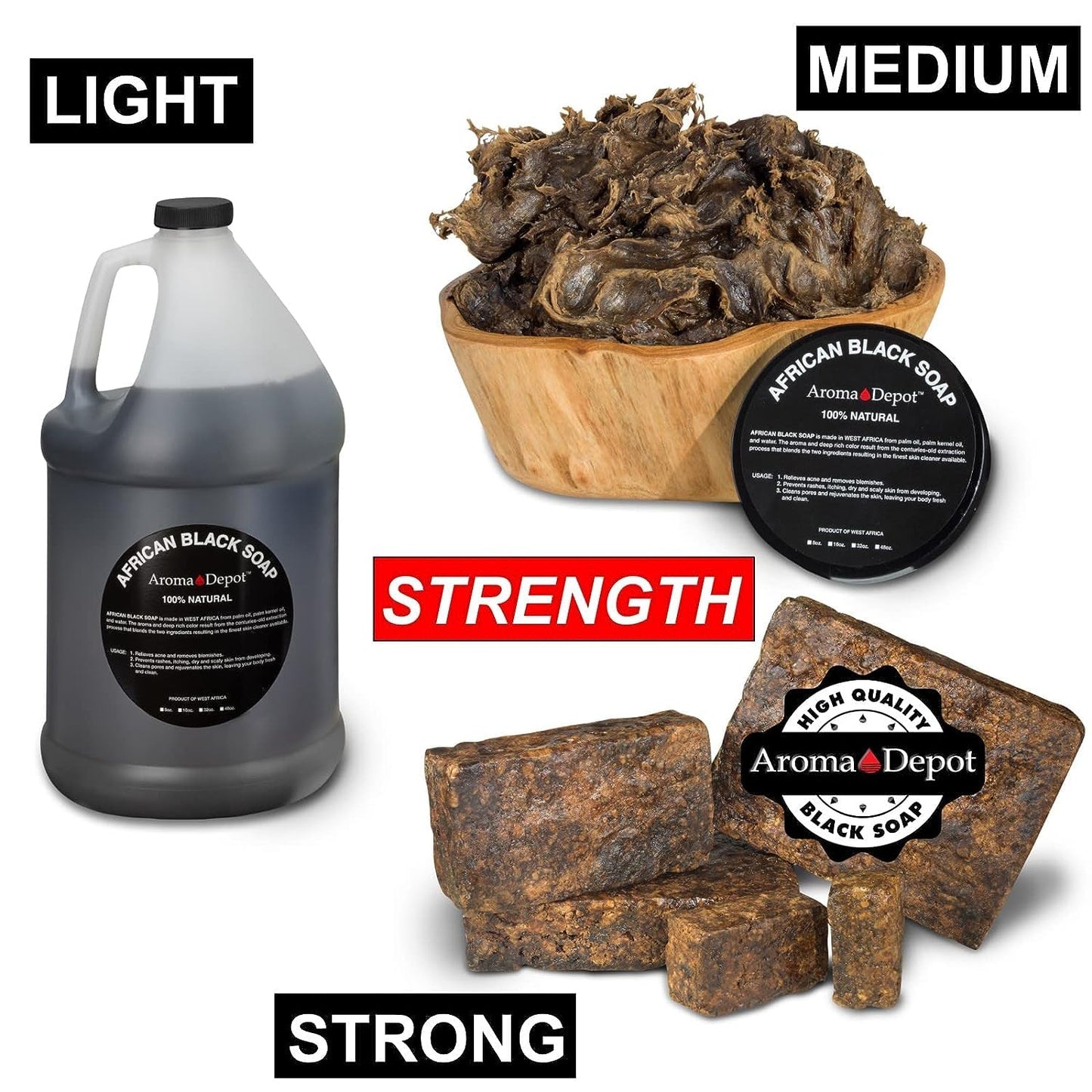 Aroma Depot Raw African Black Soap Bars From Ghana (4 lbs.)