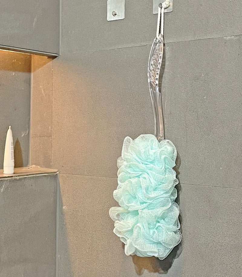 Loofah Back Scrubber for Shower,Long Handle Bath Body Brush Soft Nylon Mesh Loofah Sponge On a Stick,Exfoliating Scrub Cleaning Luffa for Elderly for Men Women(2-Pack,Bule and Green)
