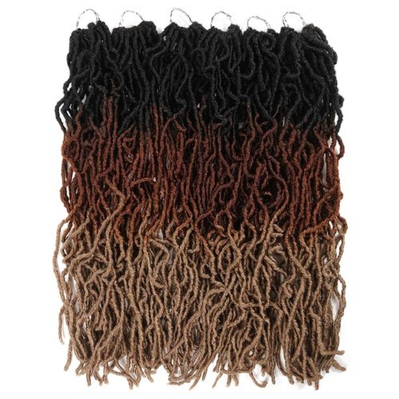 Faux Locs Crochet Hair 24 Inch,Soft Goddess Locs Crotchet Hair, 6 Packs Long Three Tone Locs Crochet Braids Pre looped Wavy Dreads Extensions Crotchet Braiding Hair(24”,T1B/30/27)