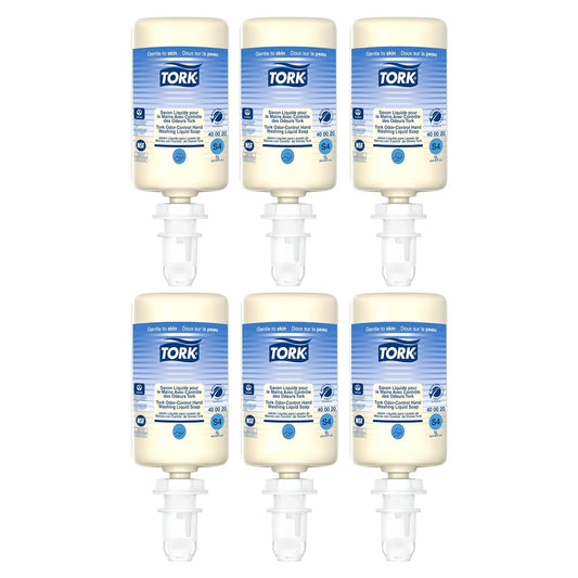 Tork Odor-Control Hand Soap - Gentle, Perfume-Free Liquid Soap | 6 x 1L Bottles Compatible with S4 Dispensers
