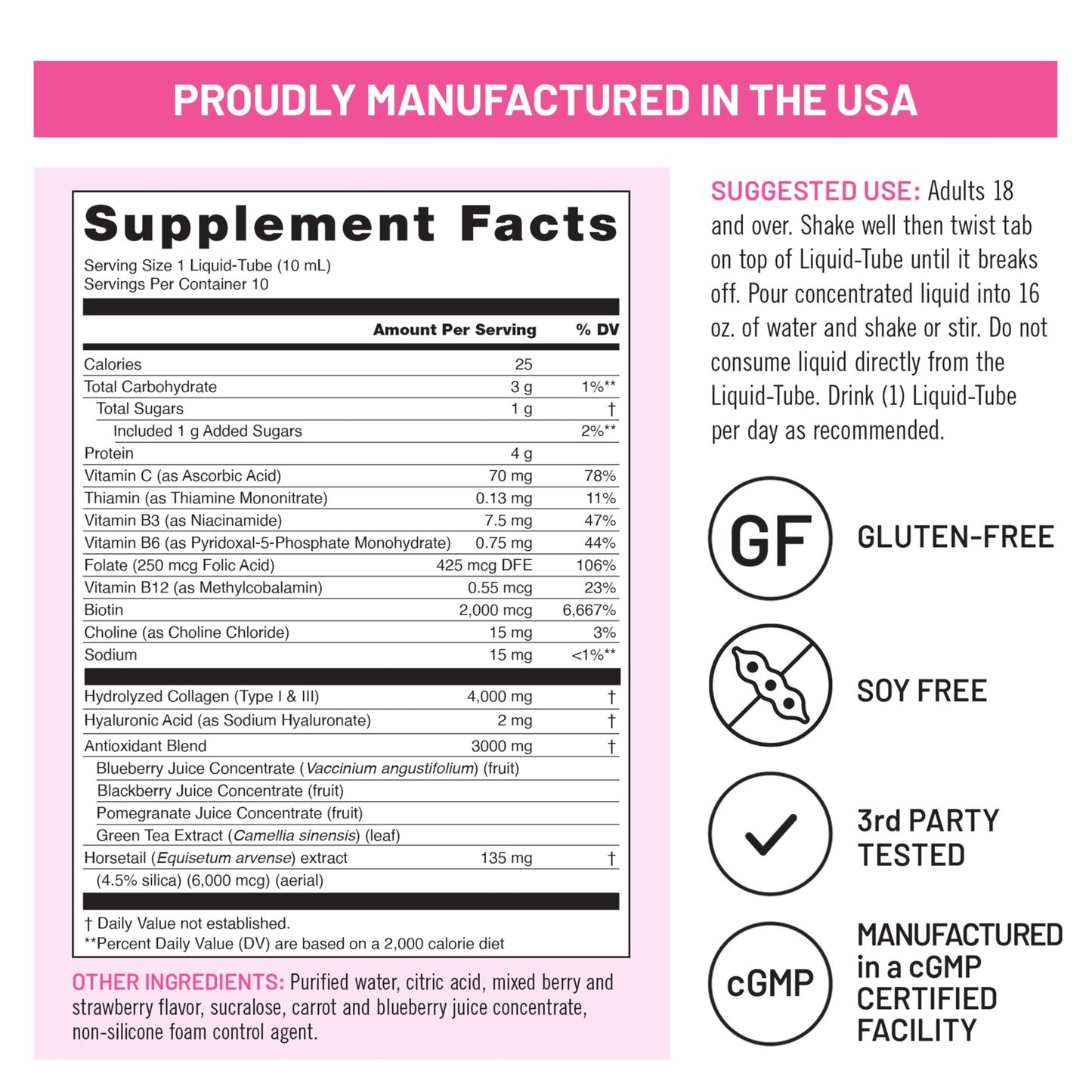 NatureWise Hydrolyzed Liquid Collagen for Women & Men 4000mg - High Absorption, Type 1 & 3 Peptides with Biotin + Vitamin C + Vitamin B Complex & Hyaluronic Acid -Mixed Berry - 10 Tubes[10 Day Supply]
