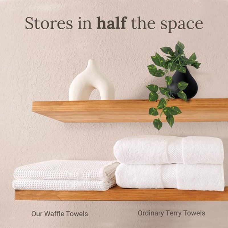 GILDEN TREE Waffle Towels Quick Dry Lint Free Thin Bath Sheets 40x80 Oversized Extra Large for Adults, Classic Style (White)