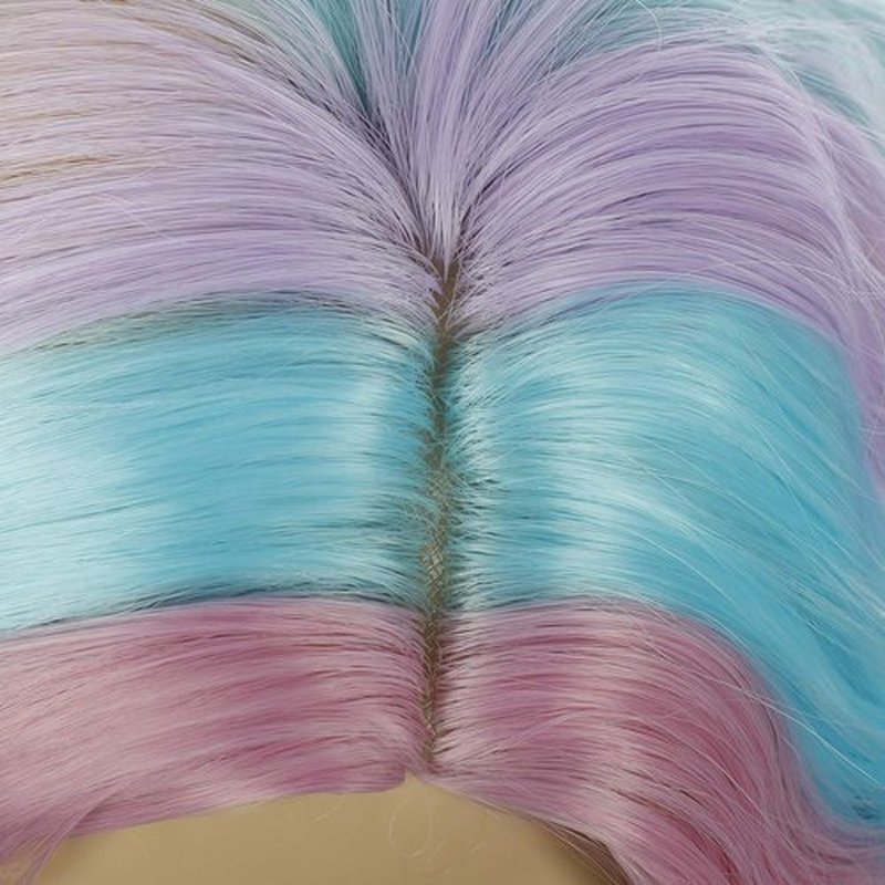 MAGQOO Rainbow Wig Girls Short Curly Wavy Colorful Hair Wigs Synthetic Heat Resistant Cosplay Costume Party Wigs (Rainbow, Child)